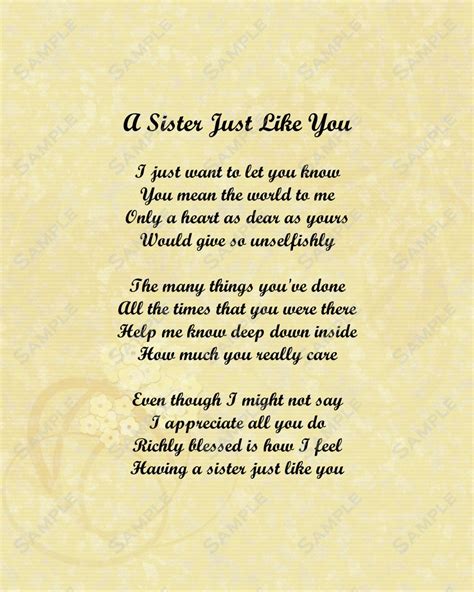 Items similar to Sister Love Poem 8 X 10 Print Digital INSTANT Download - On Sale!! on Etsy