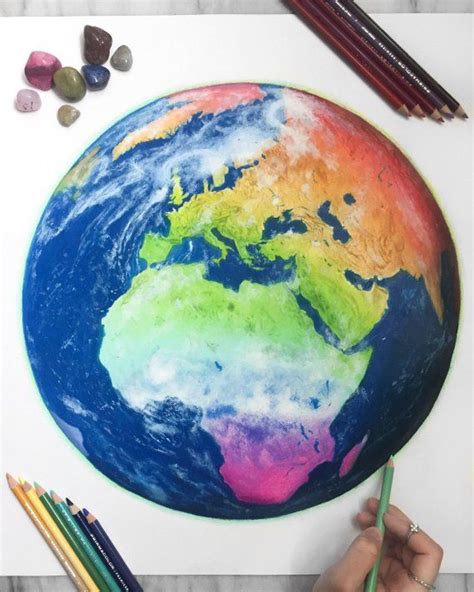 Pencil Realistic Earth Drawing