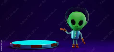 3D render concept illustration of alien character in space suit ...