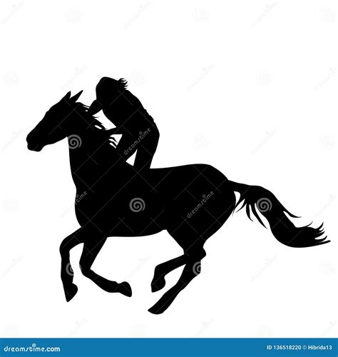 Silhouette of horse rider stock vector. Illustration of rider - 136518220