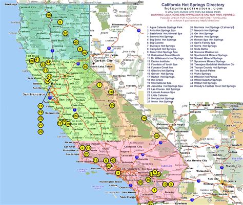 Map of California Hot Springs