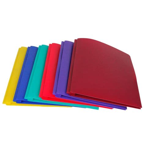 Lightahead Two Pocket Poly File Portfolio Folder with 3 Prongs Fastene