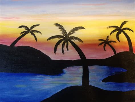 Palms at Sunset - Acrylic Painting | VisArts