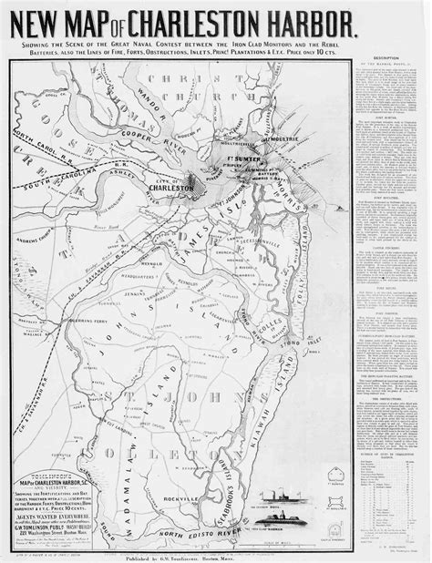 1861-1865 Civil War Battle Maps of Charleston SC + Fort Sumter