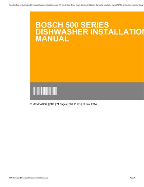 Bosch 500 series dishwasher installation manual by JosePlatt4877 - Issuu