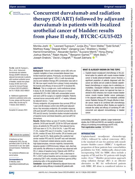 (PDF) Concurrent durvalumab and radiation therapy (DUART) followed by ...