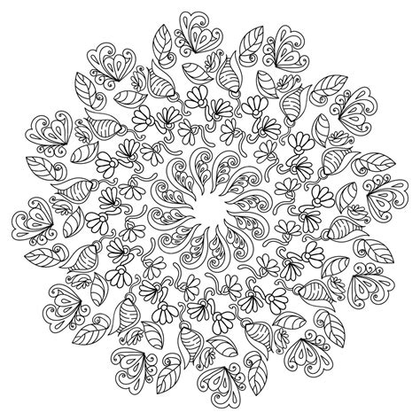 Coloring Page With Floral Fantasy Design For Stress Relief Vector ...