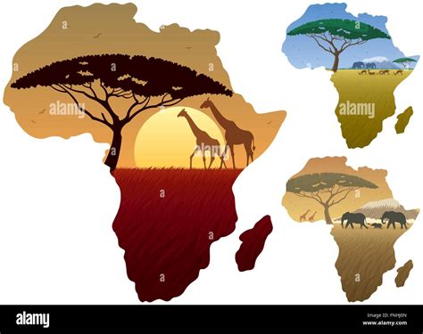 Three African landscapes in map of Africa Stock Vector Image & Art - Alamy