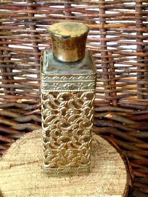 Vintage Tiffany Perfume Bottle Gold Tone Filigree Rare By