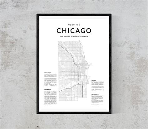 Chicago Map Print, Map Wall Art, Chicago Map Wall Art, Chicago Wall Art ...