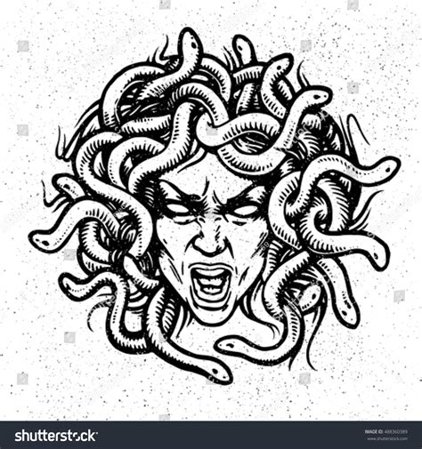 Medusa Head Vector Emblem Stock Vector 488360389 - Shutterstock