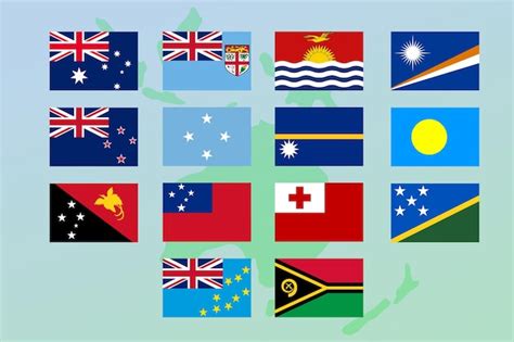 Conjunto de banderas de países de oceanía en proporción 23 | Vector Premium