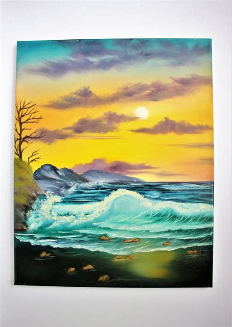 STUNNING Bob Ross Style Oil Painting Oceanscape Ocean Seascape - Etsy