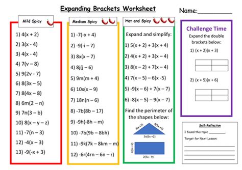 Expanding Single Brackets Worksheet With Answers Tes - High School Math Worksheets Pdf