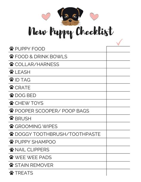 Free Printable New Puppy Checklist