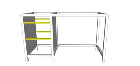 This counter height desk with storage allows you to sit or stand while you work. The shelves ...