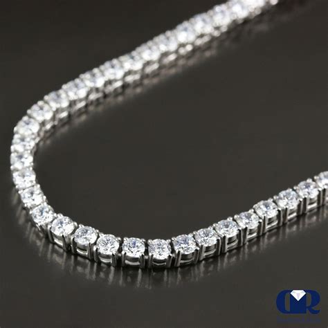 Men's 5 mm 26.50 Carat Diamond Tennis Chain Necklace 14K White Gold 24" - Diamond Rise Jewelry