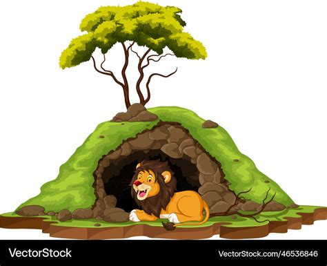 Cave and lion Royalty Free Vector Image - VectorStock