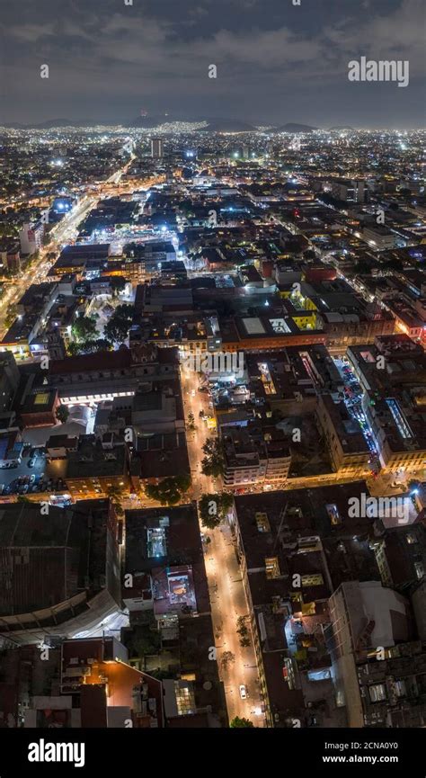 Aerial view Mexico City illuminated at night, Mexico Stock Photo - Alamy