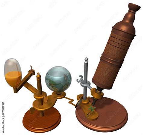 Robert Hooke's Microscope. 3D Rendering Illustration of a Microscope ...