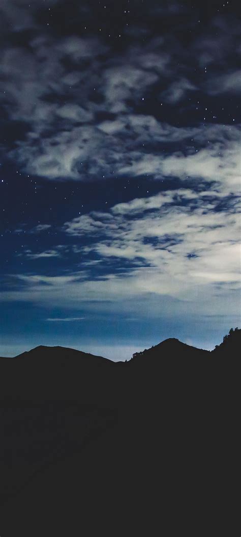 Stars Night Sky Mountains - [1080x2400]