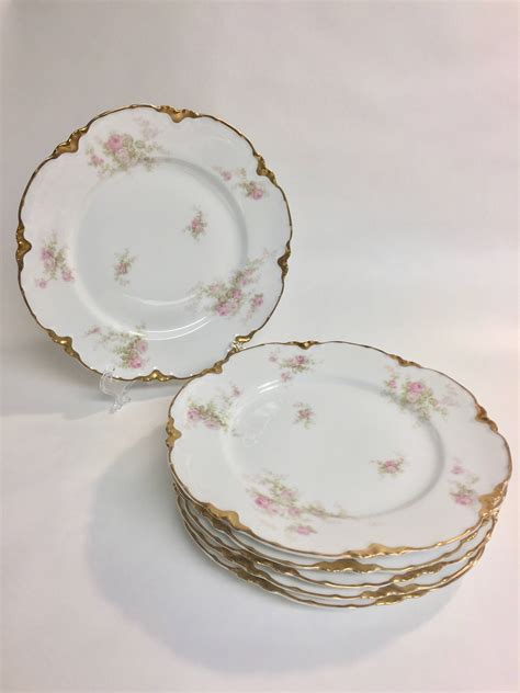 Theodore Haviland Limoges France Pink Roses Gold and Black Band Salad or Side Plate Plates ...