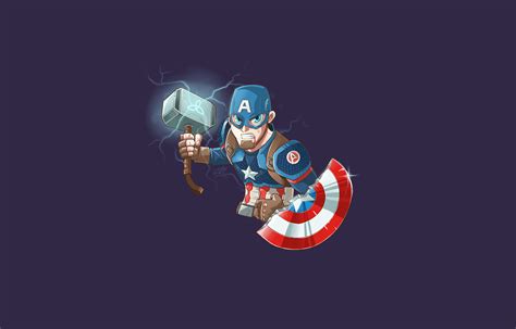 Captain America with Mjolnir and Shield Art Wallpaper, HD Artist 4K ...