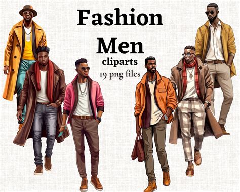 Handsome Men Clipart Fashion Men Clipart African American - Etsy