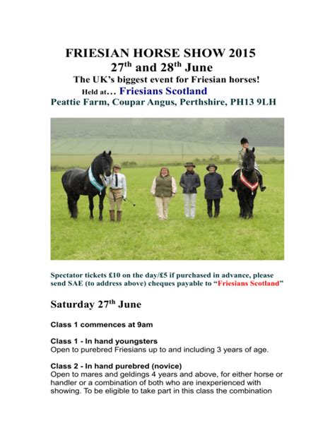 friesian horse show 2015 schedule