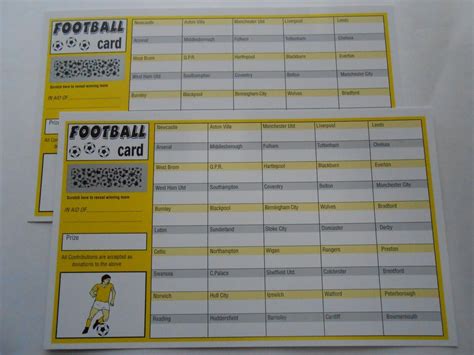 FOOTBALL SCRATCH CARDS X 25 WITH 50 SPACES + 1 CARD - RAISE £650 YELLOW ...