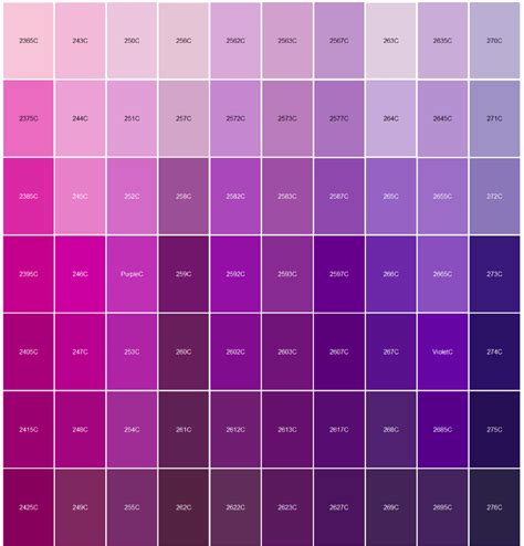 PMS Purple Color Chart