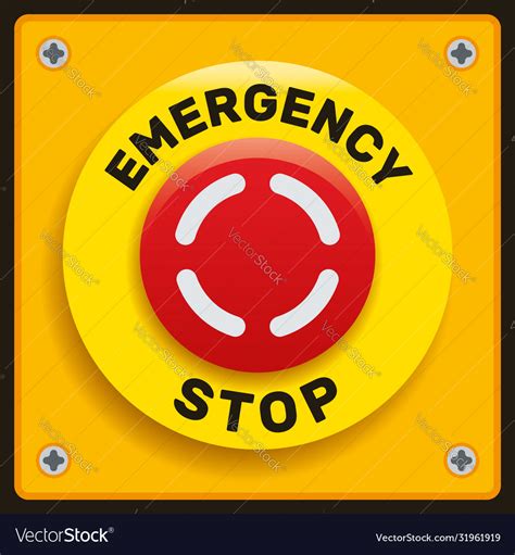 Mushroom push button switch emergency stop power Vector Image