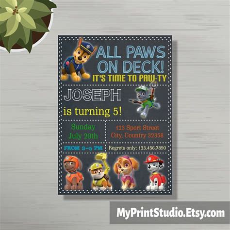 Personalized Paw Patrol Birthday Party Invitations Birthday Paw Patrol Birthday Invitations ...