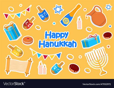 Hanukkah stickers set Royalty Free Vector Image