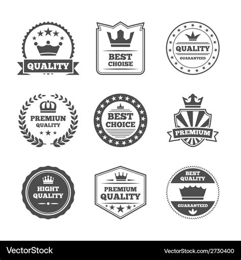 Crown labels icon set Royalty Free Vector Image