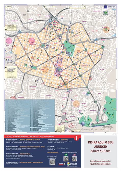 Tourist map of downtown Belo Horizonte - Full size | Gifex