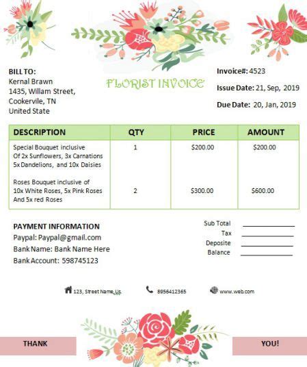 8 Florist Invoice Template ideas | invoice template, florist, invoicing