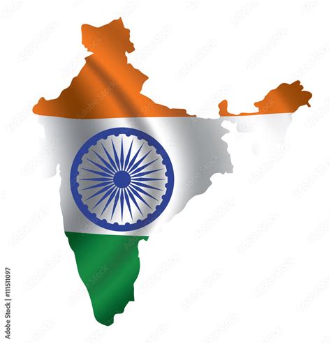 Vector India flag blowing in the wind in India map shape. Stock Vector ...