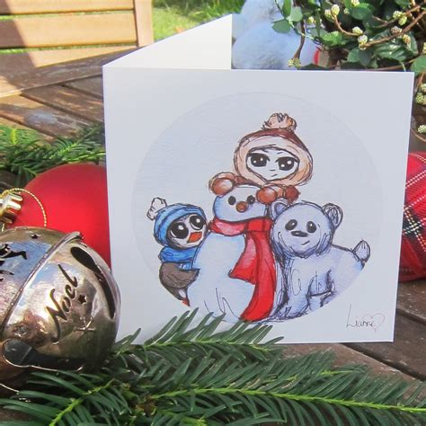 Christmas Cards Set of 4, Cute Animal Christmas Cards, Festive ...