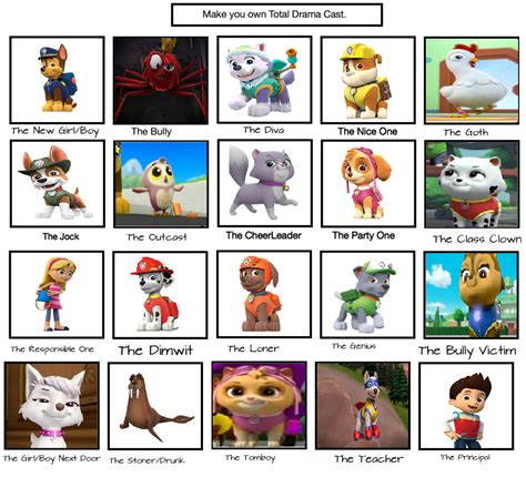 Paw Patrol Characters Images With Names - Printable Template Calendar