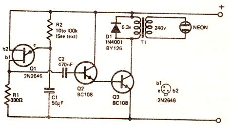 Simple Neon Tube Flasher Circuit - ElectricalCoreCircuits