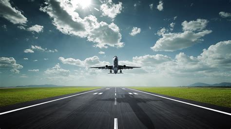 nature, Landscape, Road, Lines, Clouds, Airplane, Runway, Aircraft, Sunlight, Shadow, Field ...