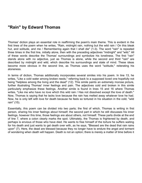 Rain by Edward Thomas