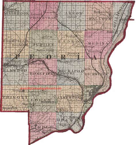 Peoria County, Illinois 1870 Map