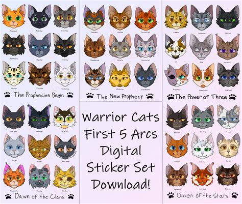 Warrior Cats SVG Digital Stickers INSTANT DOWNLOAD Value Pack: First 5 Arcs Includes 45 Digital ...