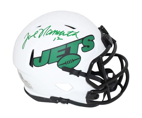 Joe Namath Autographed/Signed New York Jets Lunar Mini Helmet Beckett ...