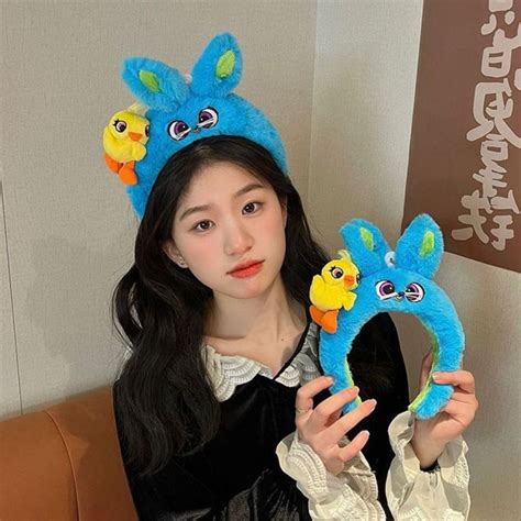ANNIE HEADDRESS Duck Plush Rabbit Headband Animal Doll Cartoon Face Wash Hairband Lovely Korean ...