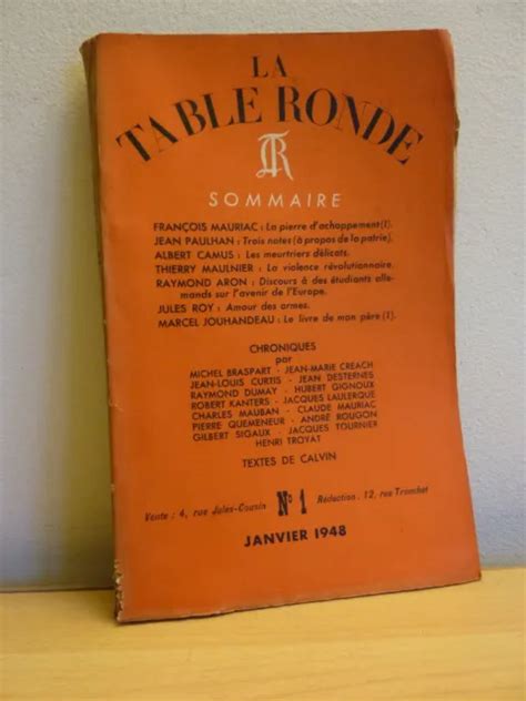 REVUE LA TABLE RONDE n° 1 janvier 1948 * CAMUS PAULHAN JOUHANDEAU MAURIAC EUR 8,00 - PicClick FR