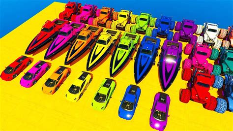 GTA V Mega Ramp On Super Cars, Bikes, Jets and Boats Racing Challenge with Trevor and Friends ...