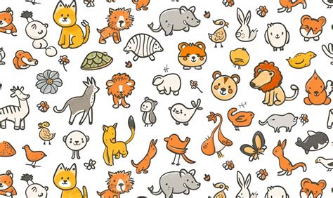 Premium Photo | Seamless pattern with animals cute doodle illustration ...